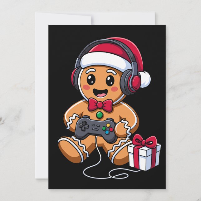 Convites Presente de Fones de Ouvido para Jogador de Natal  (Frente)