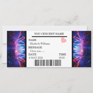 Convites Presente de Ingresso de Concerto Personalizado Men