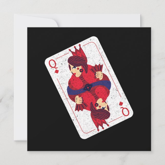 Convites Presente de Jogo de Cartas de Baralho Rainha de Co (Frente)