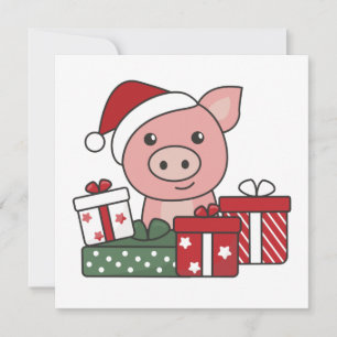 Convites Presente de Natal de Porco Animais de Inverno Porc