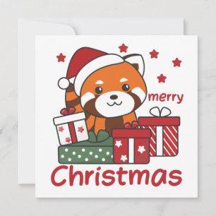 Convites Presente de Natal do Panda Vermelho Pandas Vermelh