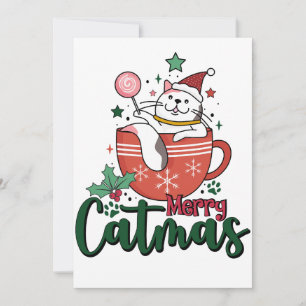 Convites Presente de Natal Feliz Catmas Fofo