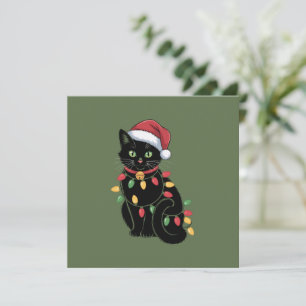 Convites Presente de Natal para Gatos Pretos, Gatinho de Na