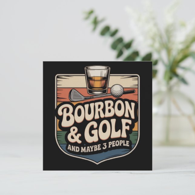 Convites Presente de Pai Engraçado de Golfe com Bourbon Vin (Em pé/Frente)