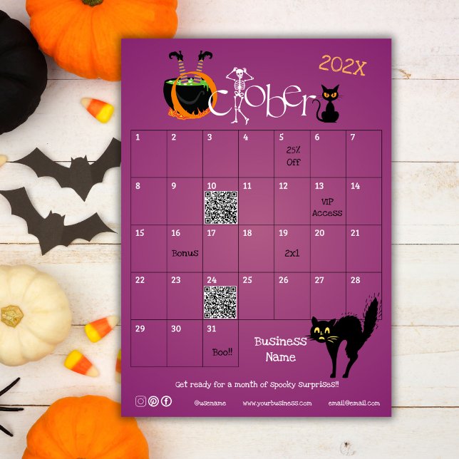 Convites Presente de Promoção de Calendário Avançado de Con (Halloween Countdown Advent Calendar Promotion Gift Invitation)