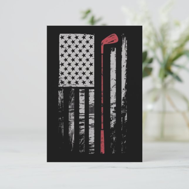 Convites Presente de taco de golfe da bandeira americana vi (Em pé/Frente)