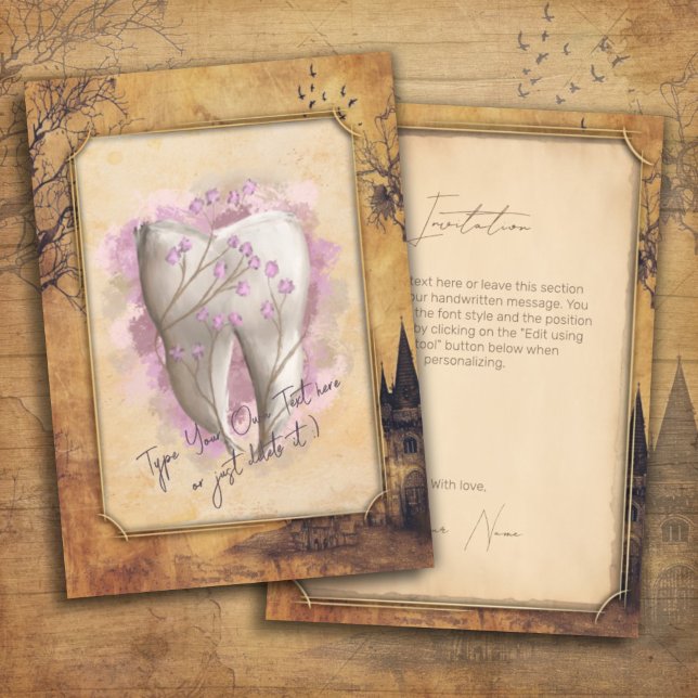 Convites Presente dentário elegante Vintage (Criador carregado)