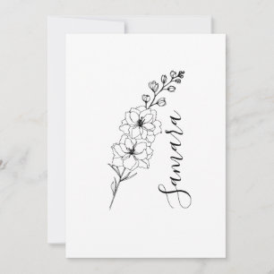 Convites Presente do mês de julho com Delphinium, a flor de