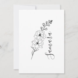 Convites Presente do mês de nascimento Delphinium de julho