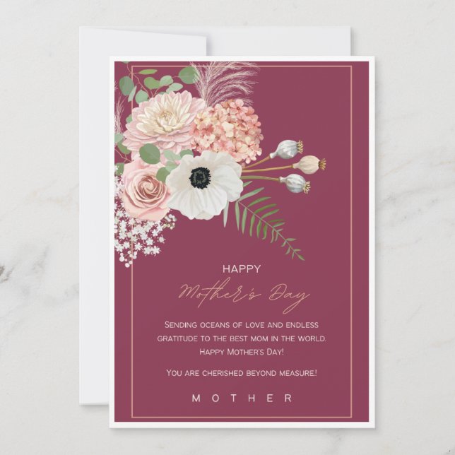 Convites Presente Elegante de Placa de Feliz dia de as mães (Frente)