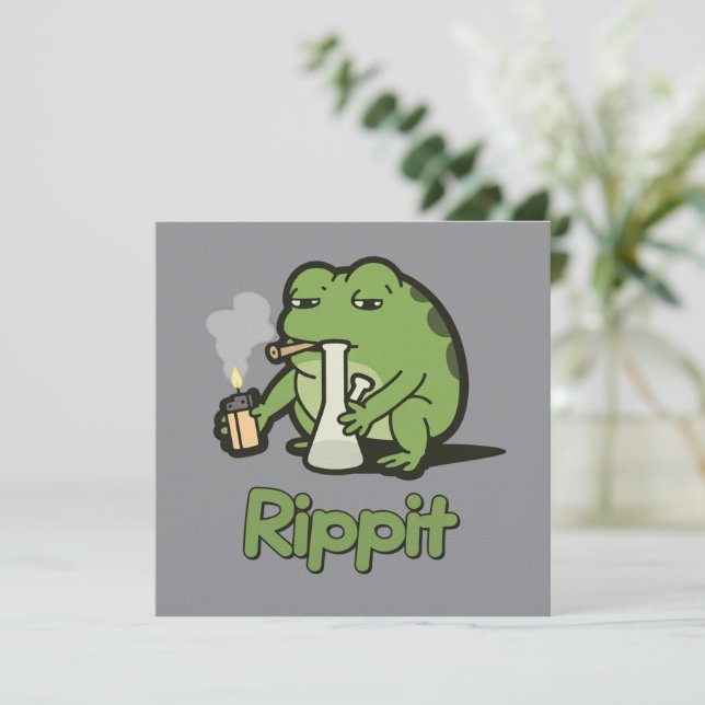 Convites Presente engraçado de Rippit Funny Frog Stoner, Rã (Em pé/Frente)