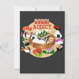 Convites Presente engraçado de T-S sushi addict amante de c
