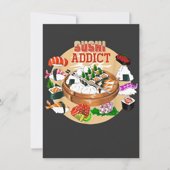 Convites Presente engraçado de T-S sushi addict amante de c (Frente)