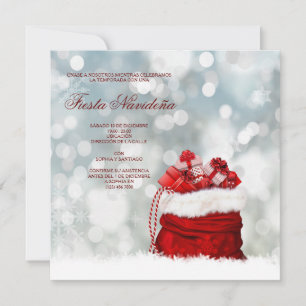 Convites Presente Espanhol Saco de Natal de Santa Cheio de