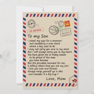 Convites Presente Filho Carta para o Meu Filho Amor da Ma
