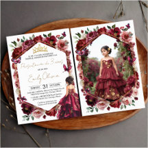 Presente Floral Borgonha de 3 anos Photo