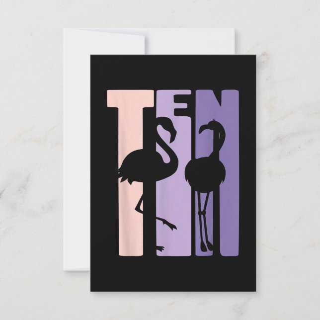 Convites Presente Fofo de 10º Aniversário Eu Flamingo Eu Me (Frente)