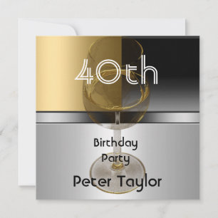 Convites Presente Homem 40 Anos Metal Dourado Prata
