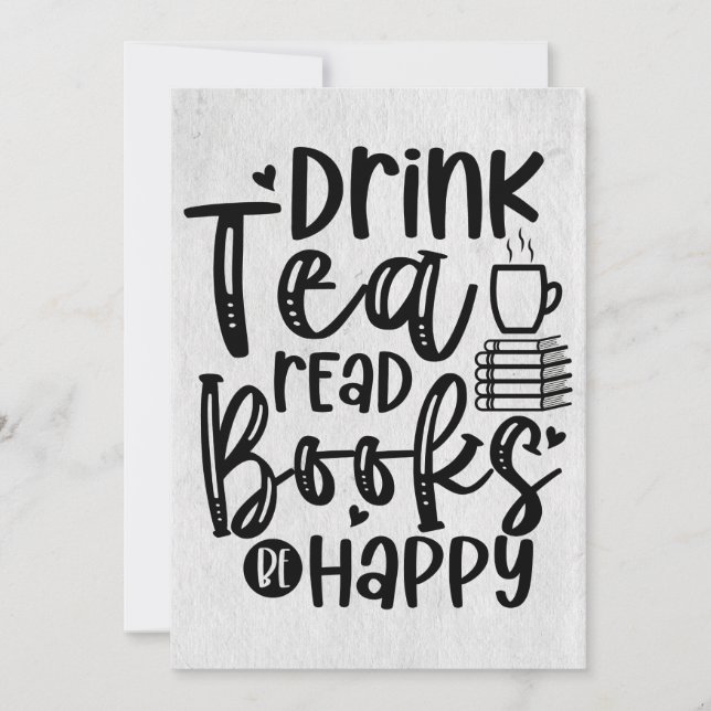 Convites Presente Leitor Beber Chá Ler Livros Ser Feliz (Frente)
