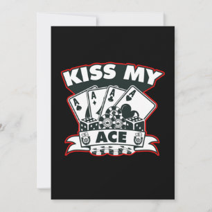 Convites Presente para Jogador de Poker Kiss My Ace Cartas 