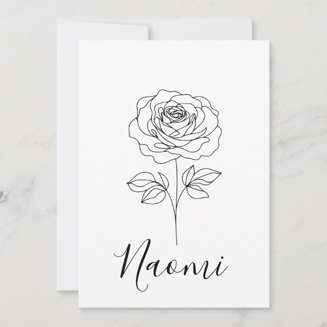 Convites Presente Personalizado da Flor de Nascimento Rosa  (Frente)