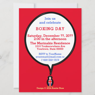 Convites Presente Personalizado do Dia de Boxing com Pingui