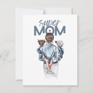 Convites Presente Personalizado Super Mãe com Filho e Filha