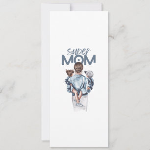 Convites Presente Personalizado Super Mãe com Filho e Filha