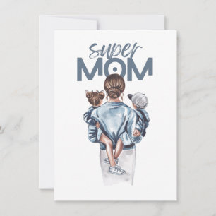 Convites Presente Personalizado Super Mãe com Filho e Filha