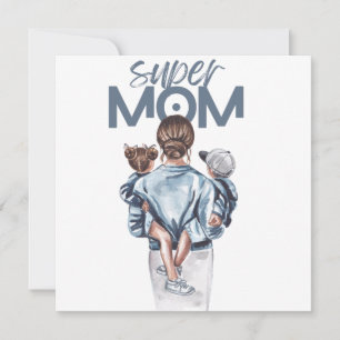 Convites Presente Personalizado Super Mãe com Filho e Filha
