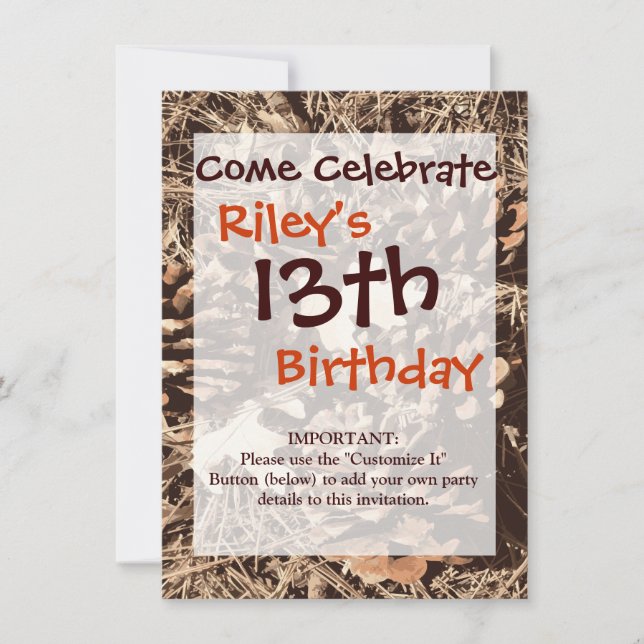 Convites Presentes da Camuflagem de Caça para Caçadores (Frente)