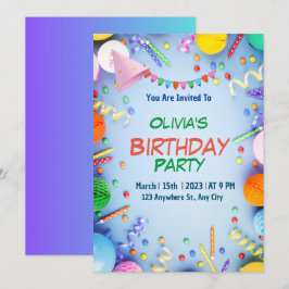 Convites Presentes de aniversário de criança da Garota da A