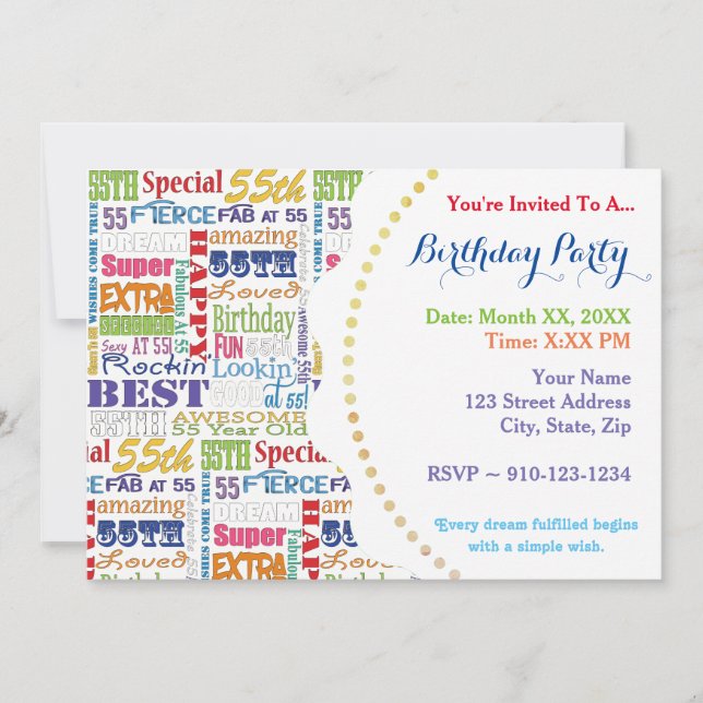 Convites Presentes De Festa de aniversário Únicos E Especia (Frente)