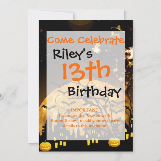 Convites Presentes de Halloween de bruxa voadora Colheita d (Frente)