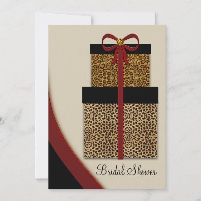 Convites Presentes de Leopardo Vermelho Despedida de Soltei (Frente)