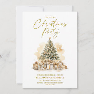 Convites Presentes de Natal Árvore de Natal Dourada Vintage