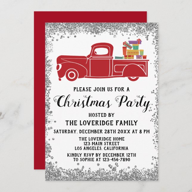 Convites Presentes do Papai Noel Vermelho Festa de Natal Pr (Frente/Verso)