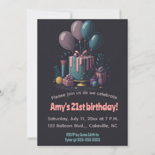 Convites Presentes e Balões Editáveis Aniversário