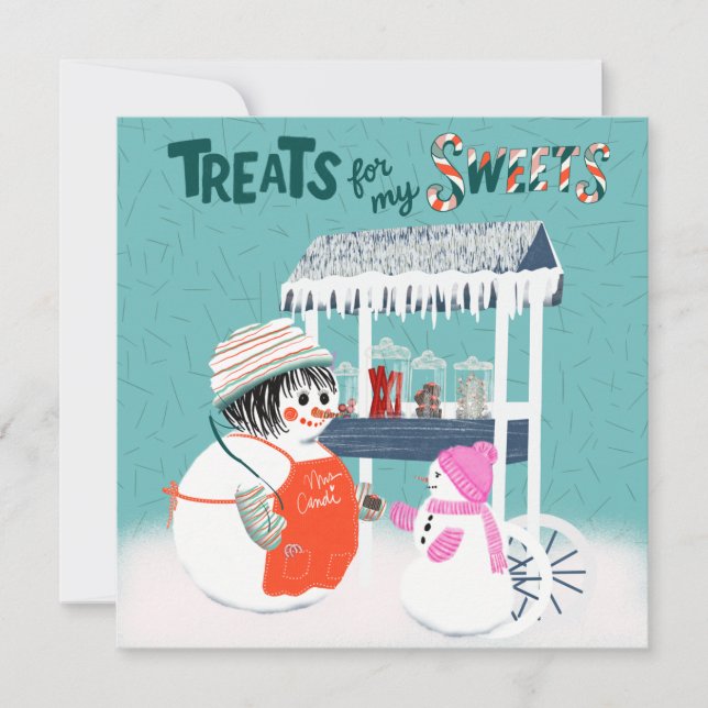 Convites Presentes Para Meus Doces Mulher de Neve e Criança (Frente)