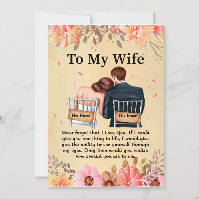 Convites Presentes para Mulher | Carta Para Minha Esposa Am (Frente)