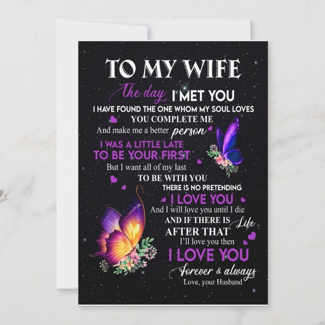 Convites Presentes para Mulher | Carta Para Minha Esposa Do (Frente)