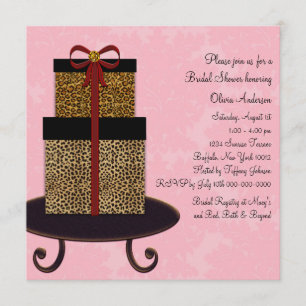 Convites Presentes Rosa Damasco Leopardo Chá de Noiva