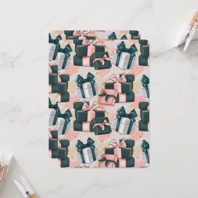 Convites Presentes verdes e rosados (Frente/Verso In Situ)