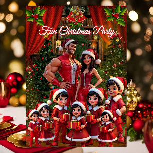 Convites Presentes Vermelhos e Verdes de Natal Divertidos p