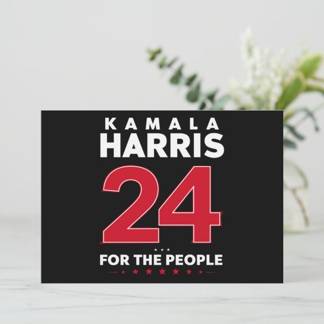 Convites Presidente 47 Kamala Harris 2024 Apoio Senhora  (Em pé/Frente)