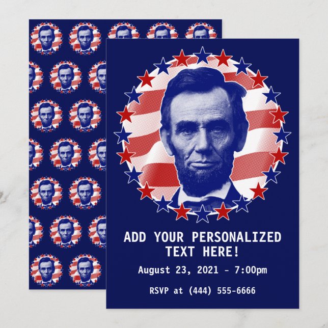Convites Presidente Abraham Lincoln Estrelas e Listras Conv (Frente/Verso)
