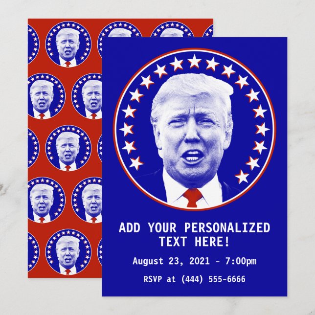 Convites Presidente Donald Trump em Azul (Frente/Verso)
