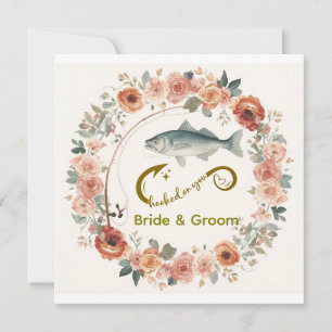 Convites Presos em você amantes da pesca Casamento Aquarela
