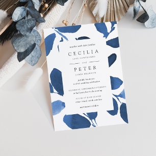 Convites Pressed Botanical Wedding Invitation   Indigo
