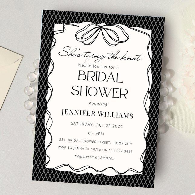 Convites Preta Ela é Casando de renda (Black She's Tying the Knot Bridal Shower Invitation)